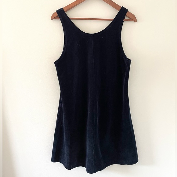 Vintage soft navy blue sleeveless velvet mini dress - Picture 4 of 4